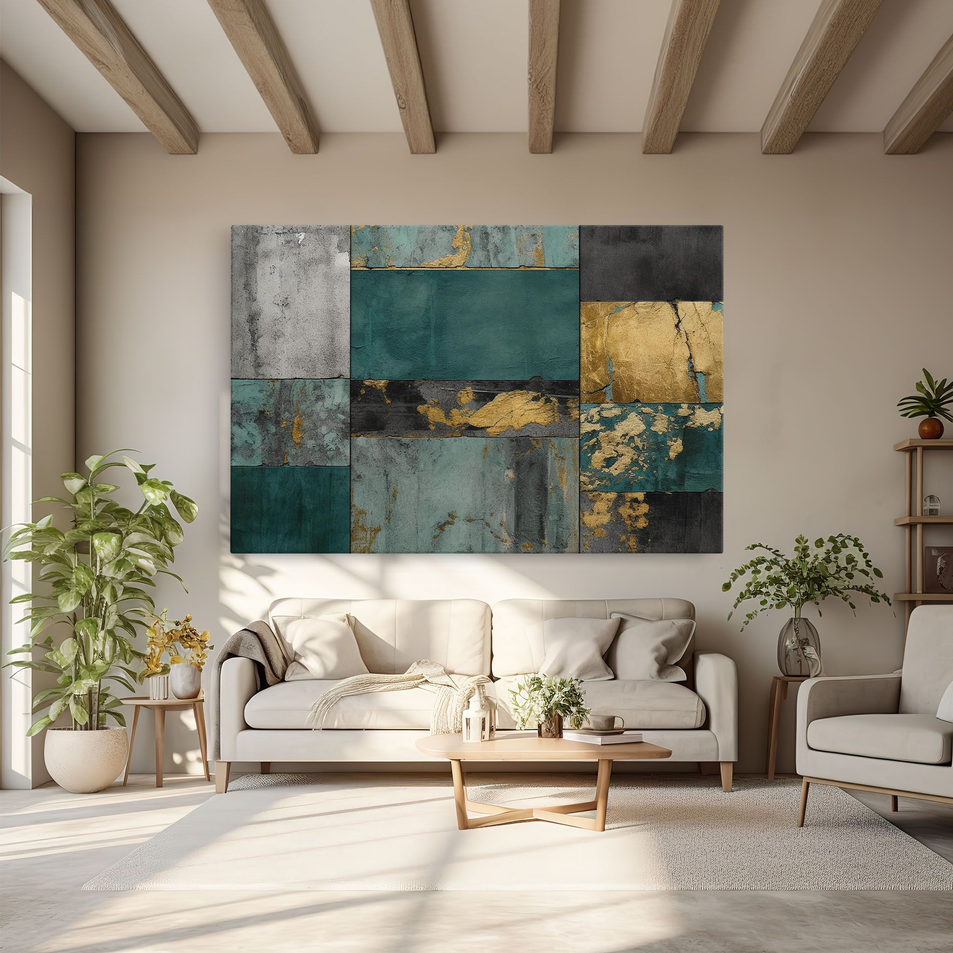 Картина на платно Golden Green Painting