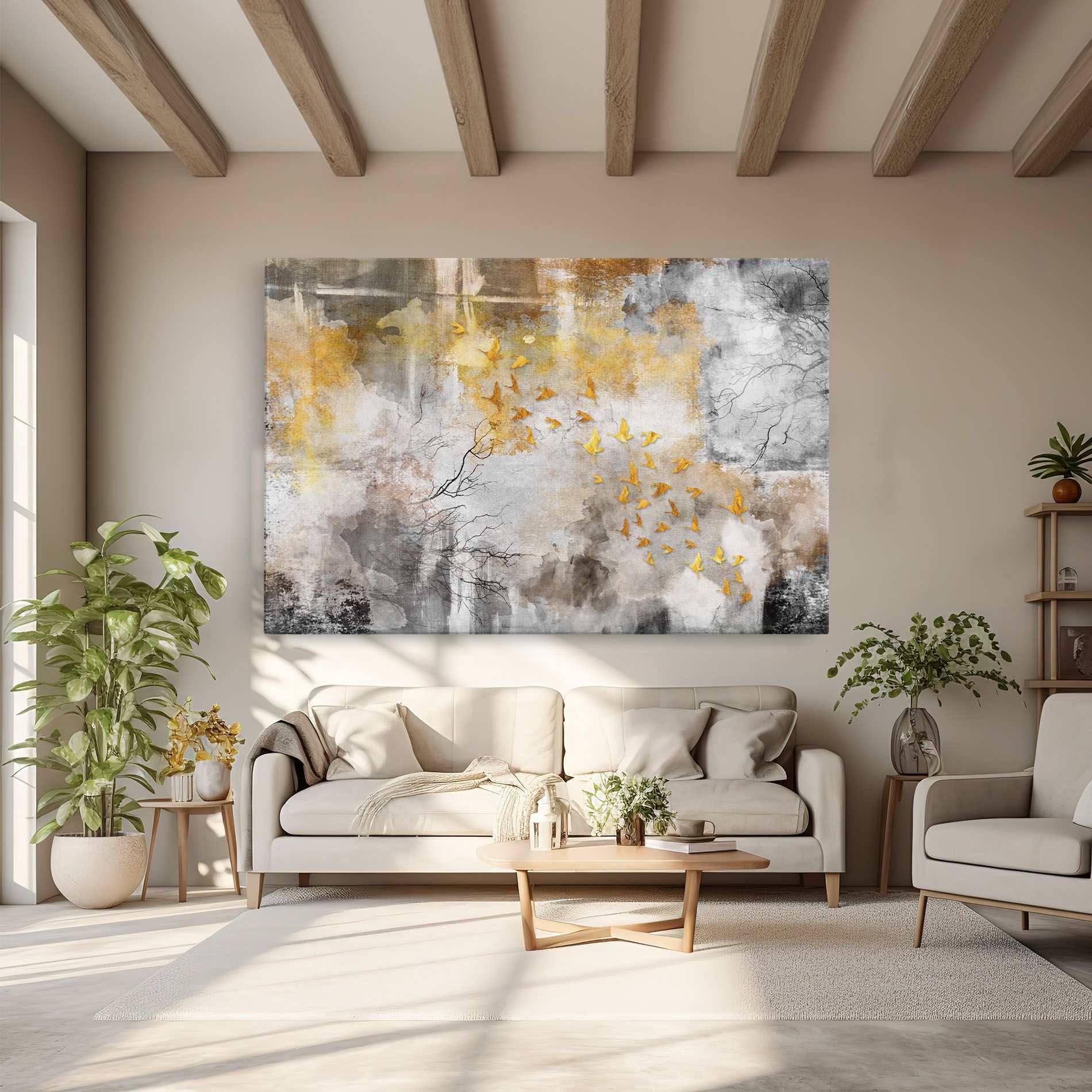 Картина на платно Gold Birds Flying